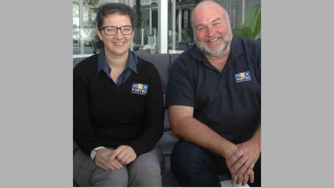 Veterinarian Stephanie Nicholas with Portec Veterinary Services Principal and fellow veterinarian Kim Nairn. Dr Nicholas is the latest Pork CRC Industry Placement Program appointment.