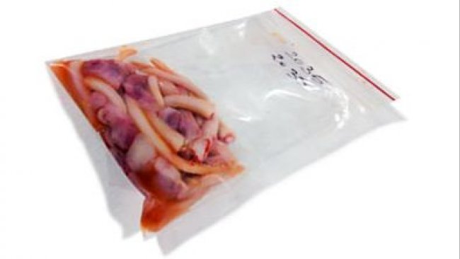 Collection of tails and testicles in a Ziplock bag