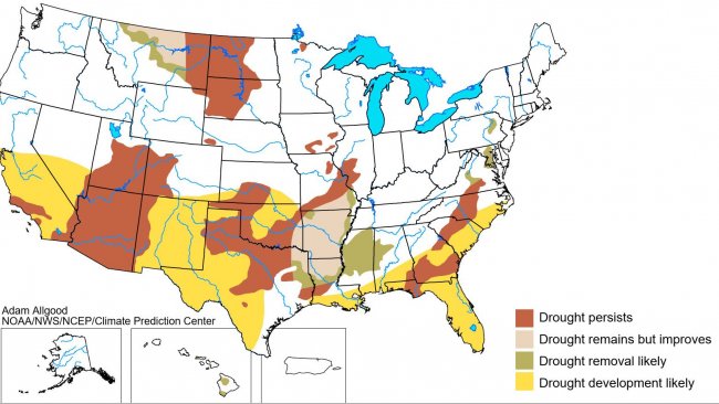 U.S. Seasonal Drought Tendency: December 21 - March 31, 2018