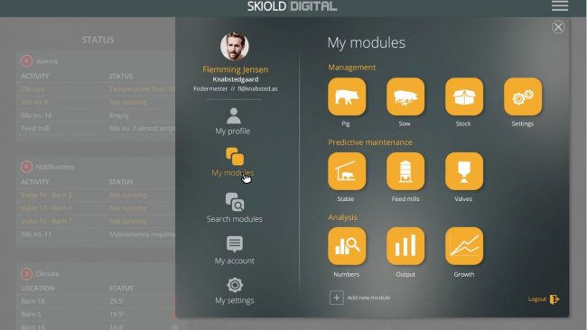 Skiold Digital will integrate all data from grain intake, over feed production to the abattoir stage.
