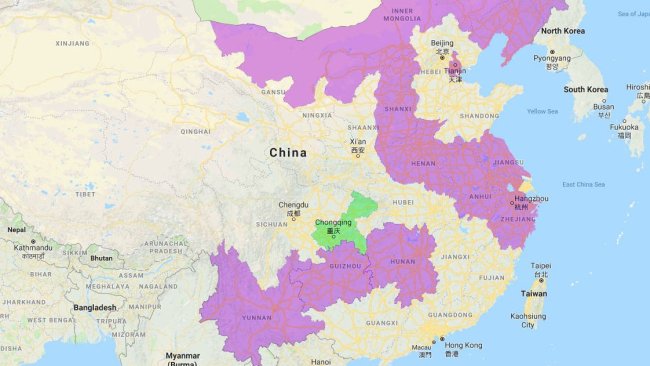 Provinces affected by ASF