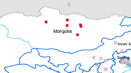 <p>Affected provinces: Bulgan, Orkhon, Tuv and Dundgovi, as well as the district of Bayangol, in Ulaanbaatar.</p>
