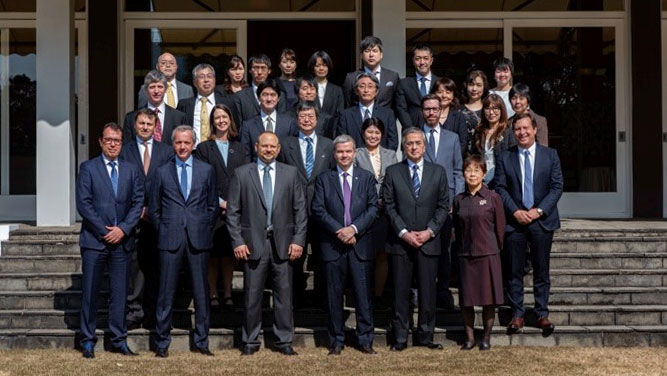 Ceva Corporate and Japanese teams at the French Embassy, in the presence of Ceva Chairman &amp; CEO Marc Prikazsky, and Laurent Pic, Ambassador of France to Japan
