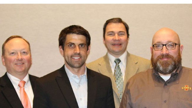 AASV Foundation Chairman Dr Paul Ruen (far left) with Drs Fabio Vannucci, Hans Coetzee, and Locke Karriker (from left), whose research proposals were selected for funding by the Foundation.