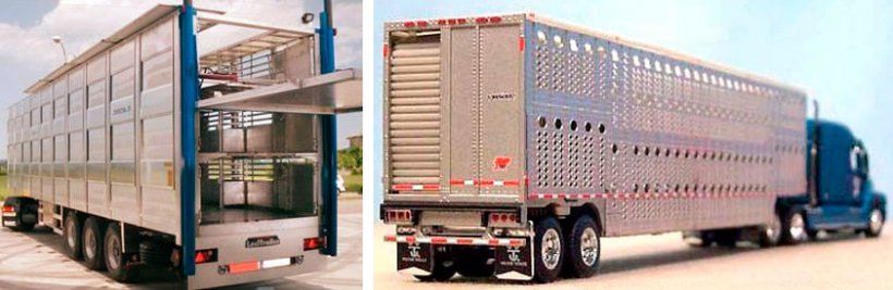 Pictures 3. Pig truck in Europe. Source: NEWNION and Picture 4. Pig truck in North America. Source: Illinois Truck Enforcement Association
