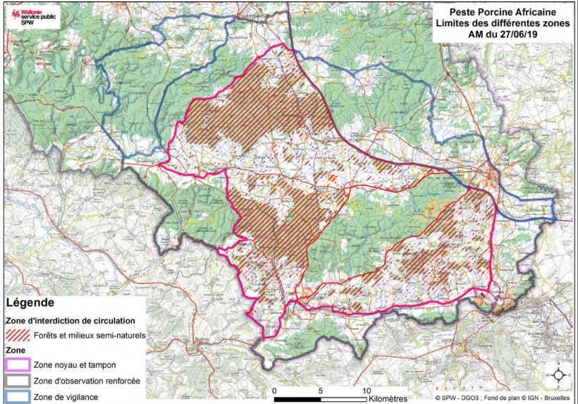 Map with the limits of the areas where circulation is banned as of July 1st, 2019.
