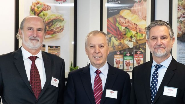 D'Orsogna Board Members Massimo Valentini, Tony Iannello (Chair) and Marco D'Orsogna at D’Orsogna’s $66 million food manufacturing facility at Merrifield Business Park, Melbourne.