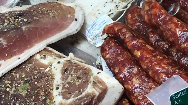 Salted and cured meat products.