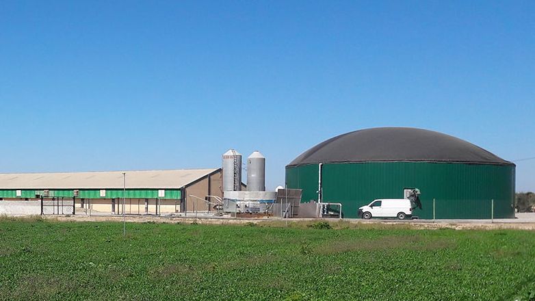 Figure&nbsp;2: Pig farm in the Segri&aacute; region (Lleida, Spain), with biogas production for internal consumption in the forms of thermal and electrical energy.
