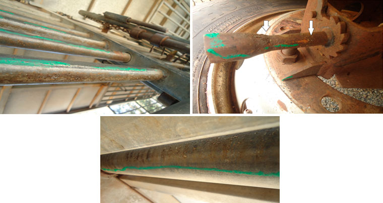 Photo 5: Use of colored chalk to mark the areas that need to be re-cleaned