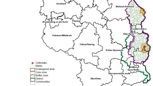 Overview of the restriction zones in Brandenburg
