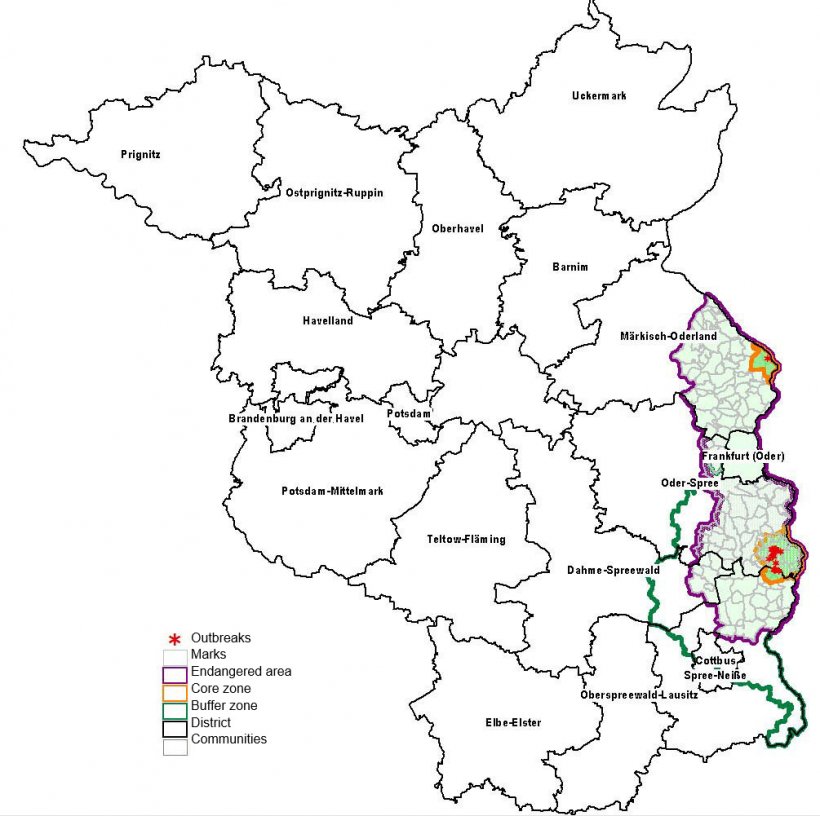Overview of the restriction zones in Brandenburg
