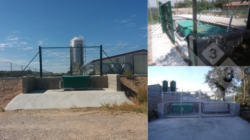 Image 1-3. Examples of farm collection containers with physical barriers to ensure a clear separation between the clean and dirty area. Courtesy of Secanim (Spain)
