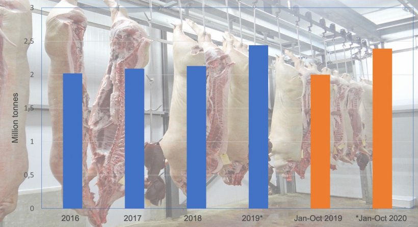 Spanish exports of pork products. Source: 333 based on Inteporc data.
*Provisional data
