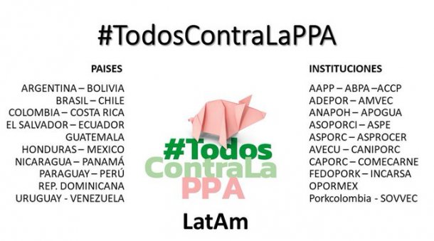 A list of the countries and institutions that make up the LatAm ASF crisis committee. Countries: Argentina, Bolivia, Brazil, Chile, Colombia, Costa Rica, El Salvador, Ecuador, Guatemala, Honduras, Mexico, Nicaragua, Panama, Paraguay, Peru, Dominican Republic, Uruguay, and Venezuela.
