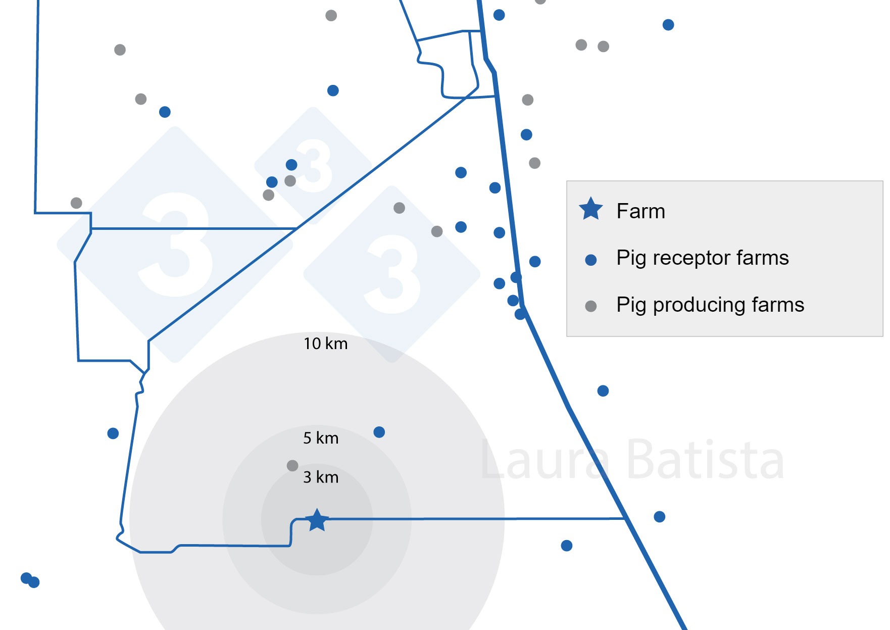 Figure 1. Farm location and swine density.