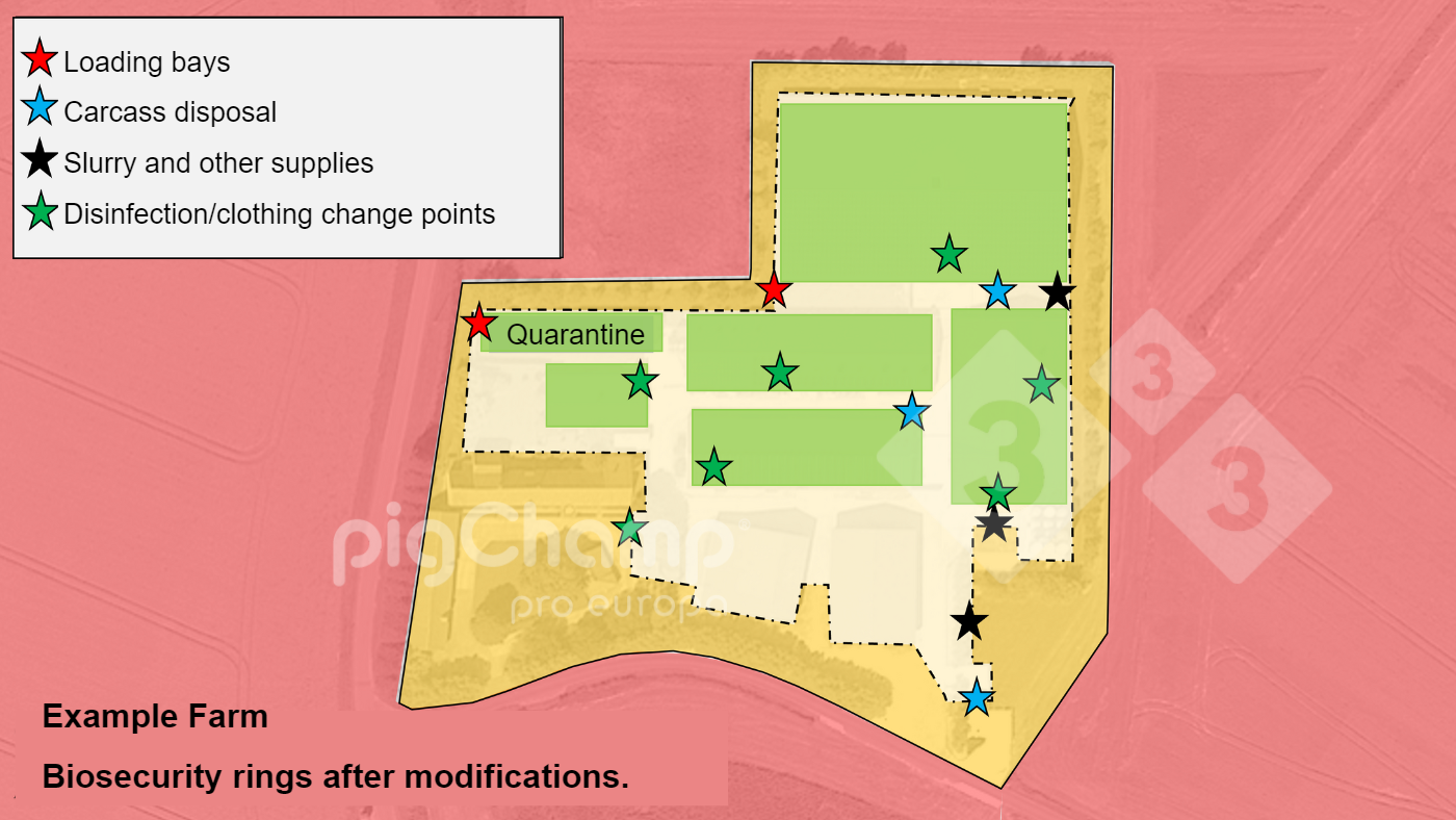<p>Figure 4. Biosecurity rings after redesigning&nbsp;routes.</p>
