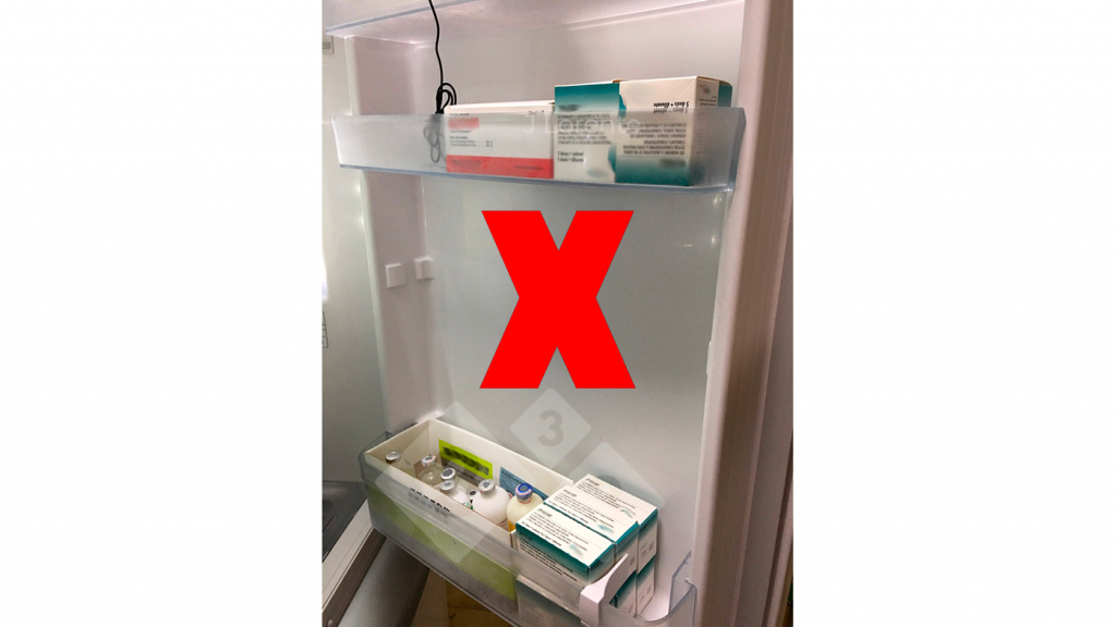 <p>Figure 1. Vaccines in the refrigerator door.</p>
