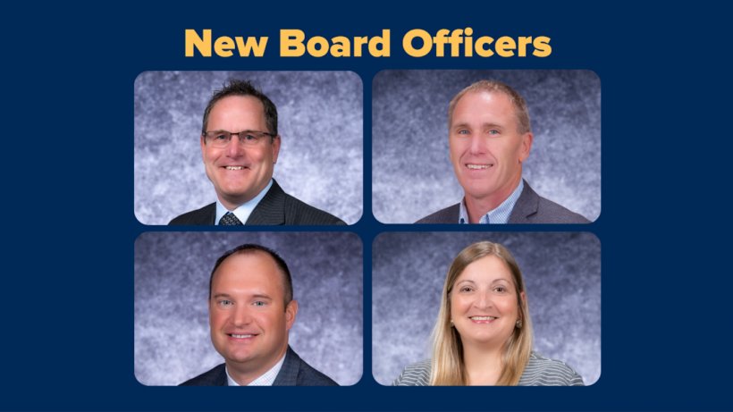 Newly elected officers of the National Pork Board. Top left clockwise: President Bob Ruth, vice president Al Wulfekuhle, treasurer Chad Groves, and past president Heather Hill.
