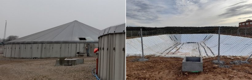 Figure 3. 80% reduction efficiency of NH3 emissions with flexible tent-type covers (left) or flexible covers with polypropylene film or the like (right).
