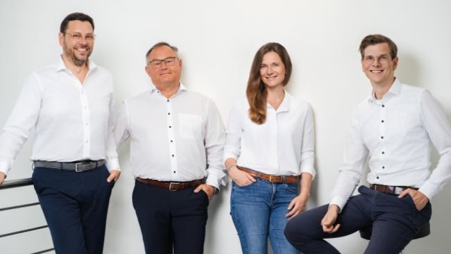 New Executive Board from 2026 (f.l.t.r.):  Wolfram Veitl (CCO), Thomas Schutze (COO), Katharina Rohrmüller (CEO), Dr. Kilian Simmet (CTO)