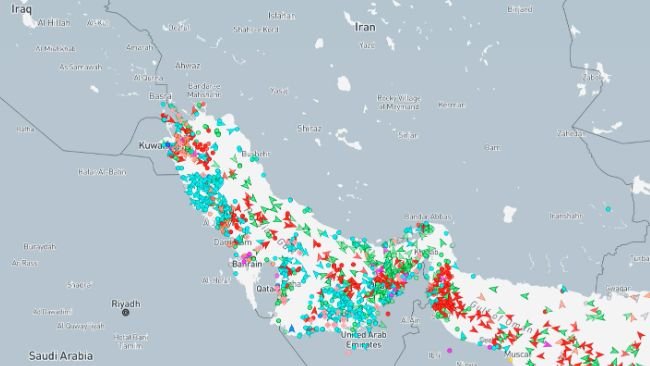 Maritime traffic in the Strait of Hormuz. Source: MarineTraffic.com
