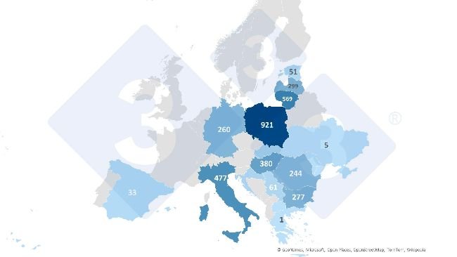 Total number of confirmed ASF outbreaks in wild boar during Q1 2025. Source: 333 based on ADIS data.