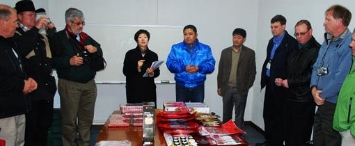 Producers view a wide variety of meat products imported through a Hanjung Food cold storage facility in South Korea