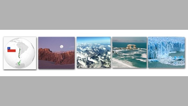 Chile is located between the Andes to the east, the Pacific Ocean to the west, the Atacama desert to the north, and the great glaciers to the south.
