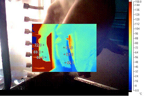  A thermal imaging camera can be used for optimization of singeing to ensure adequate heating of all parts of the carcase, especially the front end, where Salmonella load is greatest
