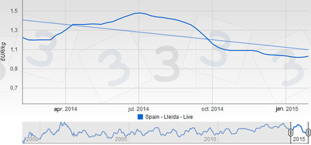 Mercolleida  showed an almost imperceptible rise after 26 bear weeks