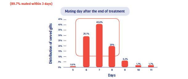 Mating day after the end of treatment