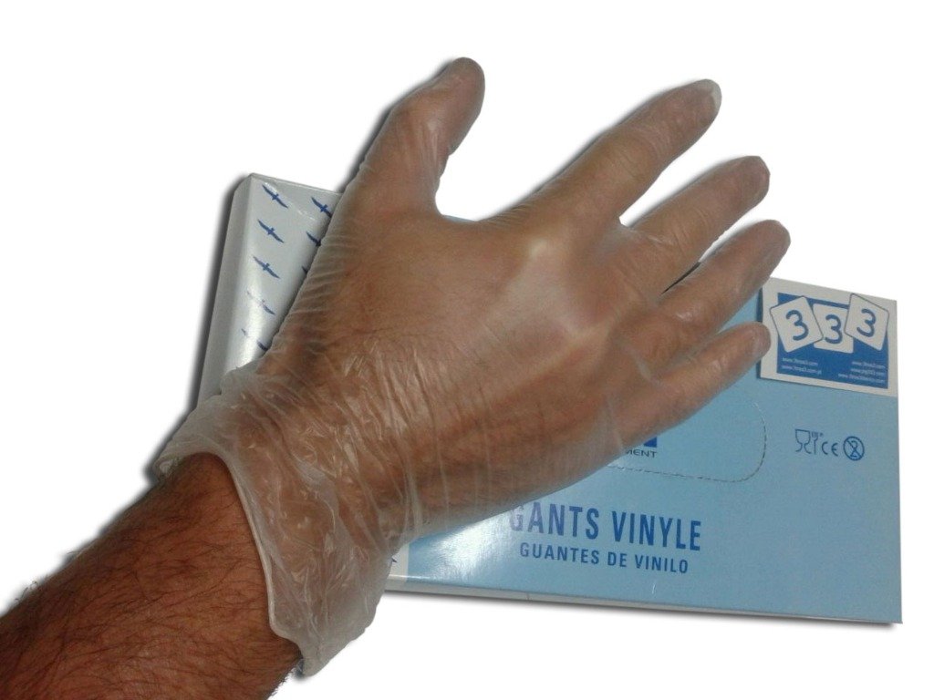 powdered vinyl gloves